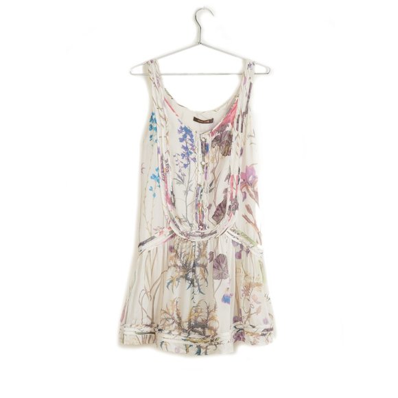 ROBERTO CAVALLI Silk Floral Mini Flounce Dress IT40 - Picture 1 of 5